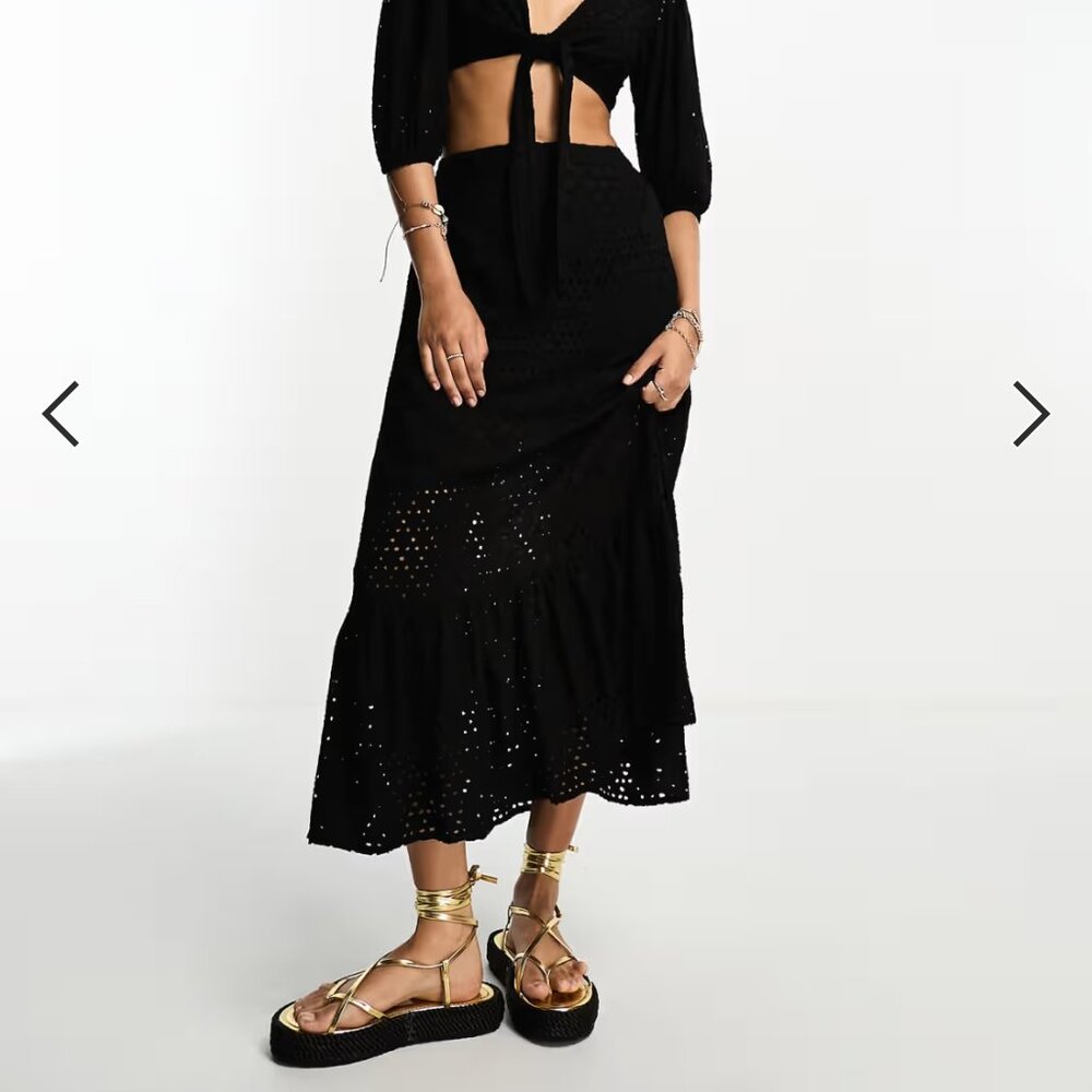 ASOS IIsla & Bird Maxi Beach Skirt Black